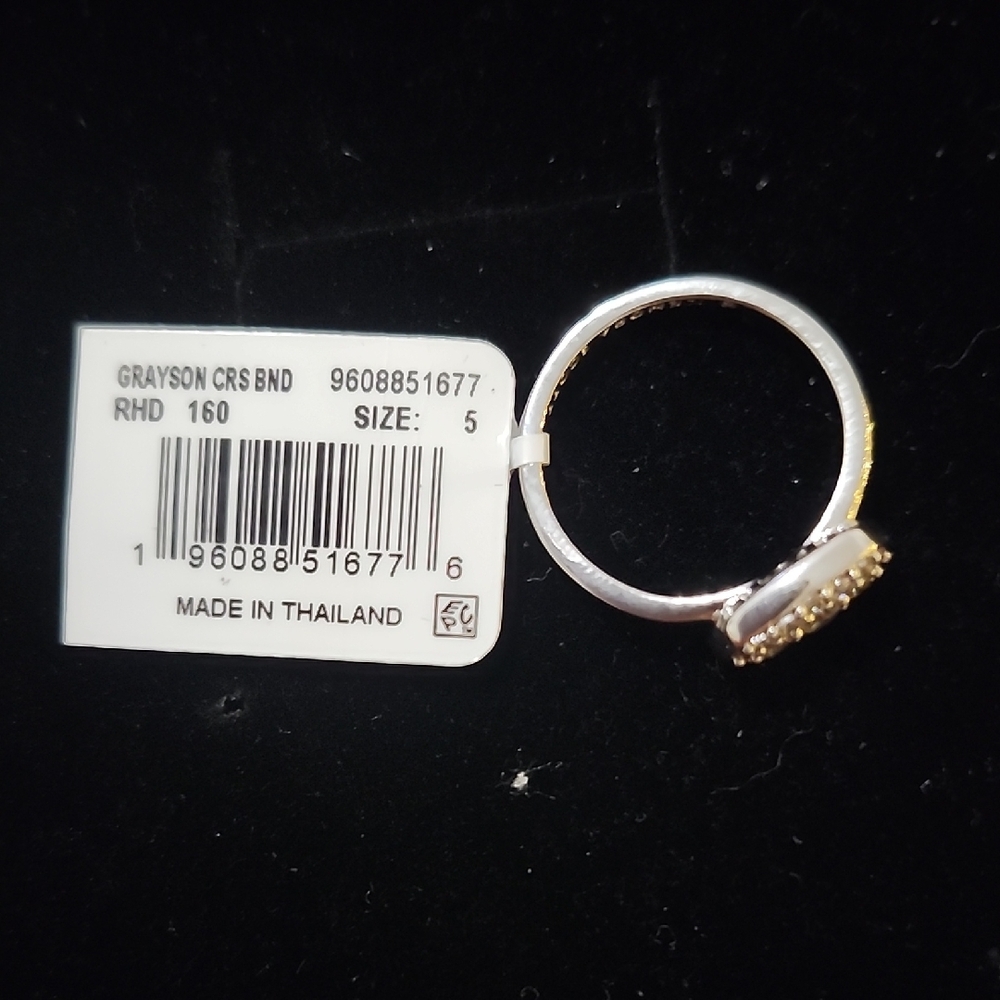 Kendra Scott Grayson Silver Band Ring in White CZ Silver Sparkle Ring - Picture 2 of 5
